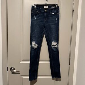Frame Denim Women's Dark Blue Distressed Skinny Jeans